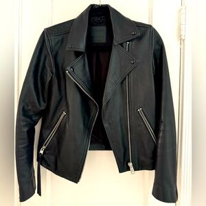 Black Leather All Saints - silver zipper and black snaps! Size 4